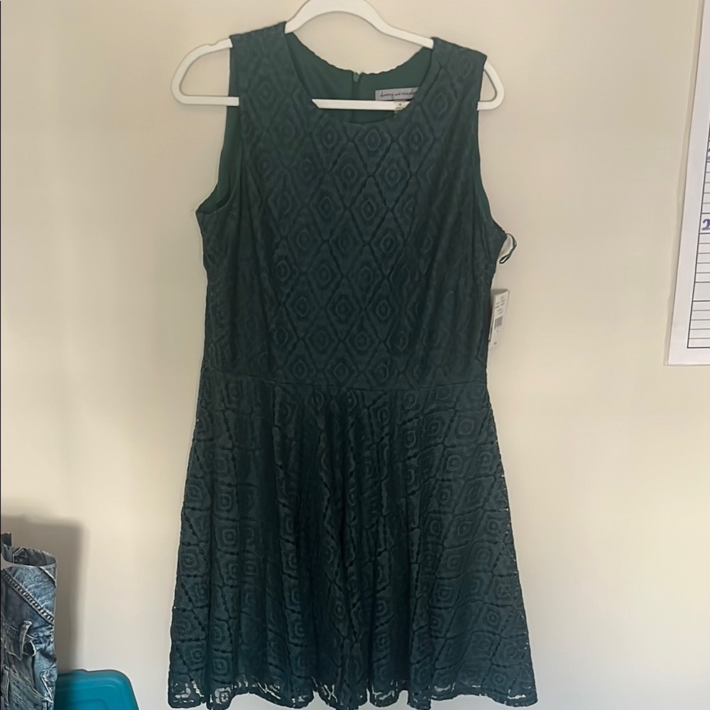 NWT. Elegant Green Lace Dress 16
